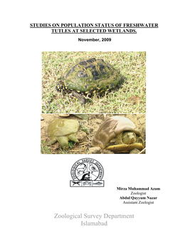 Studies on Population Status of Freshwater Tutles at Selected Wetlands