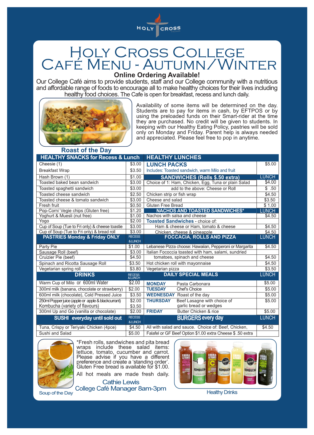 Holy Cross College Café Menu