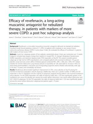 Efficacy of Revefenacin, a Long-Acting Muscarinic Antagonist for Nebulized Therapy, in Patients with Markers of More Severe COPD: a Post Hoc Subgroup Analysis James F
