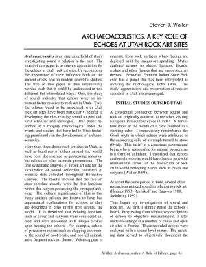 Archaeoacoustics: a Key Role of Echoes at Utah Rock Art Sites