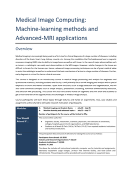 Medical Image Computing: Machine-Learning Methods and Advanced-MRI Applications