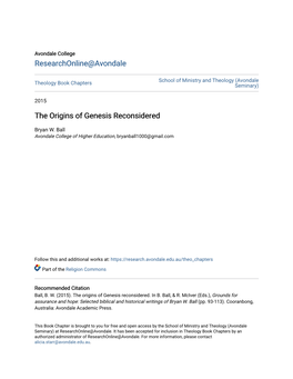 The Origins of Genesis Reconsidered