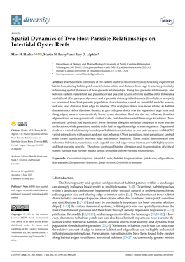Spatial Dynamics of Two Host-Parasite Relationships on Intertidal Oyster Reefs