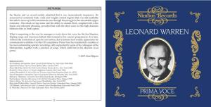 LEONARD WARREN Kipling Songs and American Ballads That Featured in His Concert Programmes