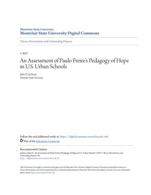 An Assessment of Paulo Freire's Pedagogy of Hope in U.S. Urban Schools Julia D