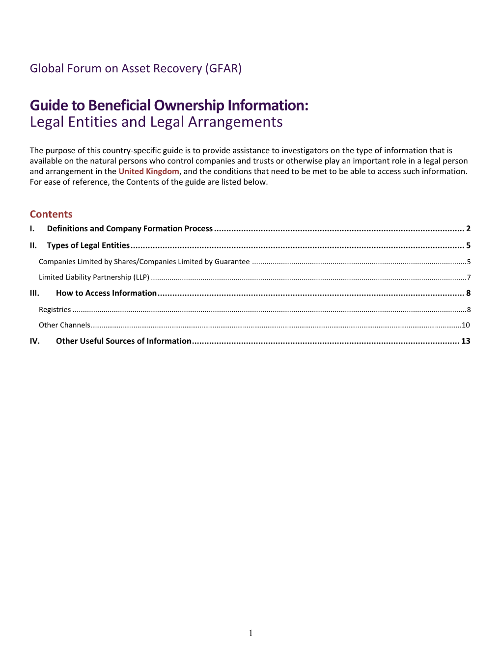 Guide to Beneficial Ownership Information: Legal Entities and Legal Arrangements