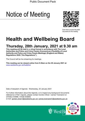 Agenda Document for Health and Wellbeing Board, 28/01/2021 09:30