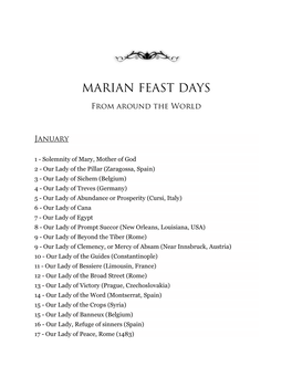 Marian Feast Days