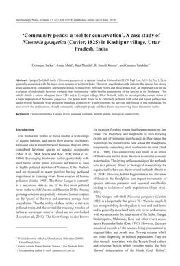 A Case Study of Nilssonia Gangetica (Cuvier, 1825) in Kashipur Village, Uttar Pradesh, India