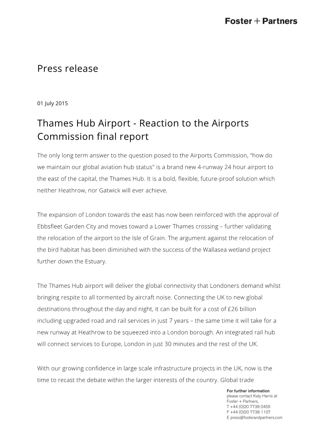 Press Release Thames Hub Airport