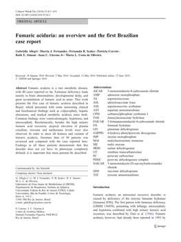 Fumaric Aciduria: an Overview and the First Brazilian Case Report
