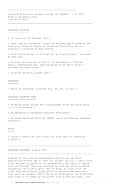 Leonardo Electronic Almanac Volume 15, Number 7 - 8, 2007 ISSN #1071-4391 ______