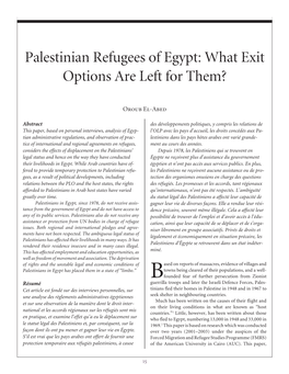 Palestinian Refugees of Egypt: What Exit Options Are Left for Them?