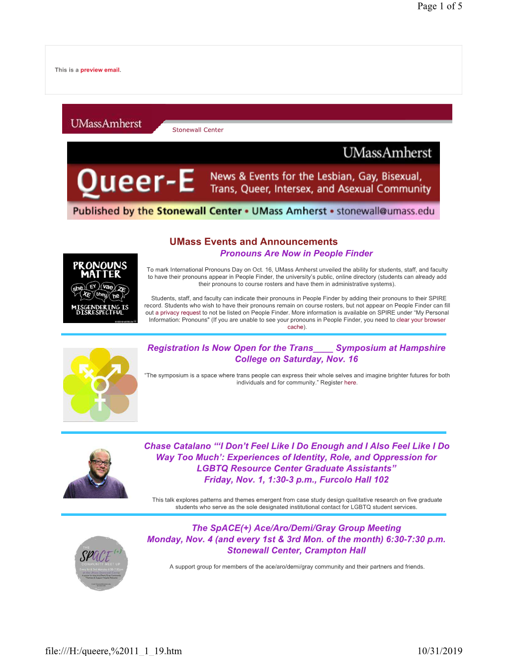 Umass Events and Announcements Page 1 of 5 10/31/2019 File:///H