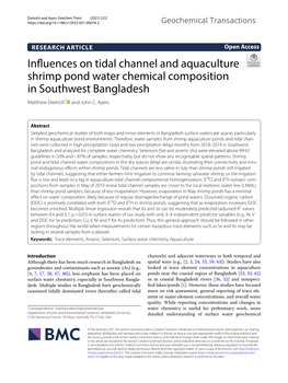 Influences on Tidal Channel and Aquaculture Shrimp Pond Water