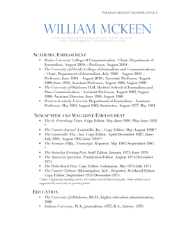 William Mckeen Resume November 2013
