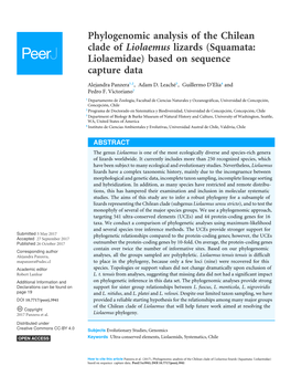 Phylogenomic Analysis of the Chilean Clade of Liolaemus Lizards (Squamata: Liolaemidae) Based on Sequence Capture Data