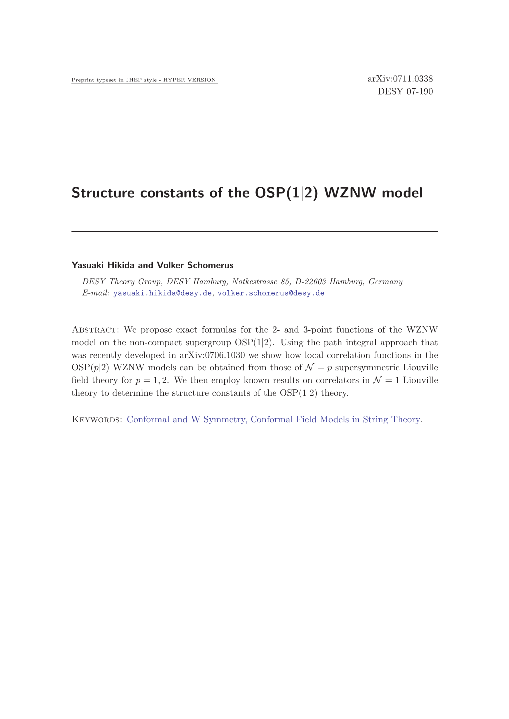 Structure Constants of the OSP(1|2) WZNW Model