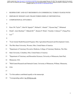Respiratory and Gut Microbiota in Commercial Turkey Flocks With