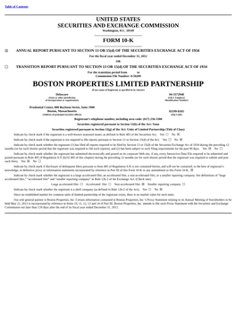 BOSTON PROPERTIES LIMITED PARTNERSHIP (Exact Name of Registrant As Specified in Its Charter)