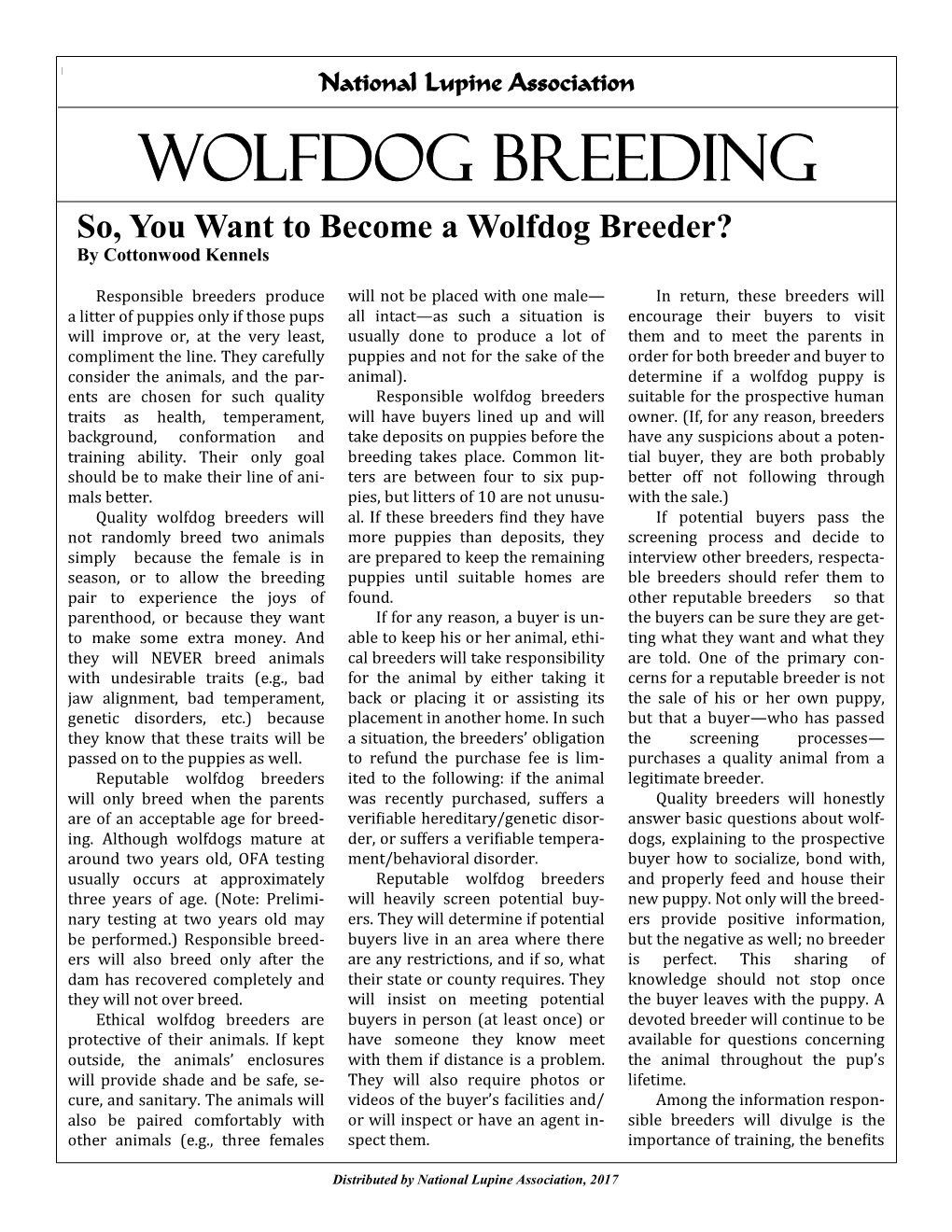 Wolfdog Breeding