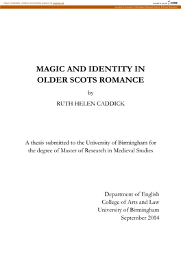 MAGIC and IDENTITY in OLDER SCOTS ROMANCE by RUTH HELEN CADDICK