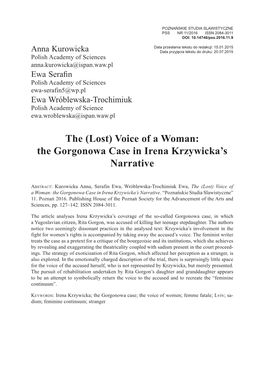 The Gorgonowa Case in Irena Krzywicka's Narrative