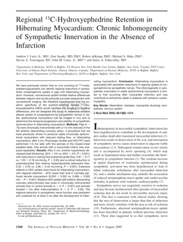 Regional 11C-Hydroxyephedrine Retention in Hibernating Myocardium: Chronic Inhomogeneity of Sympathetic Innervation in the Absence of Infarction