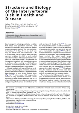 Structure and Biology of the Intervertebral Disk in Health and Disease