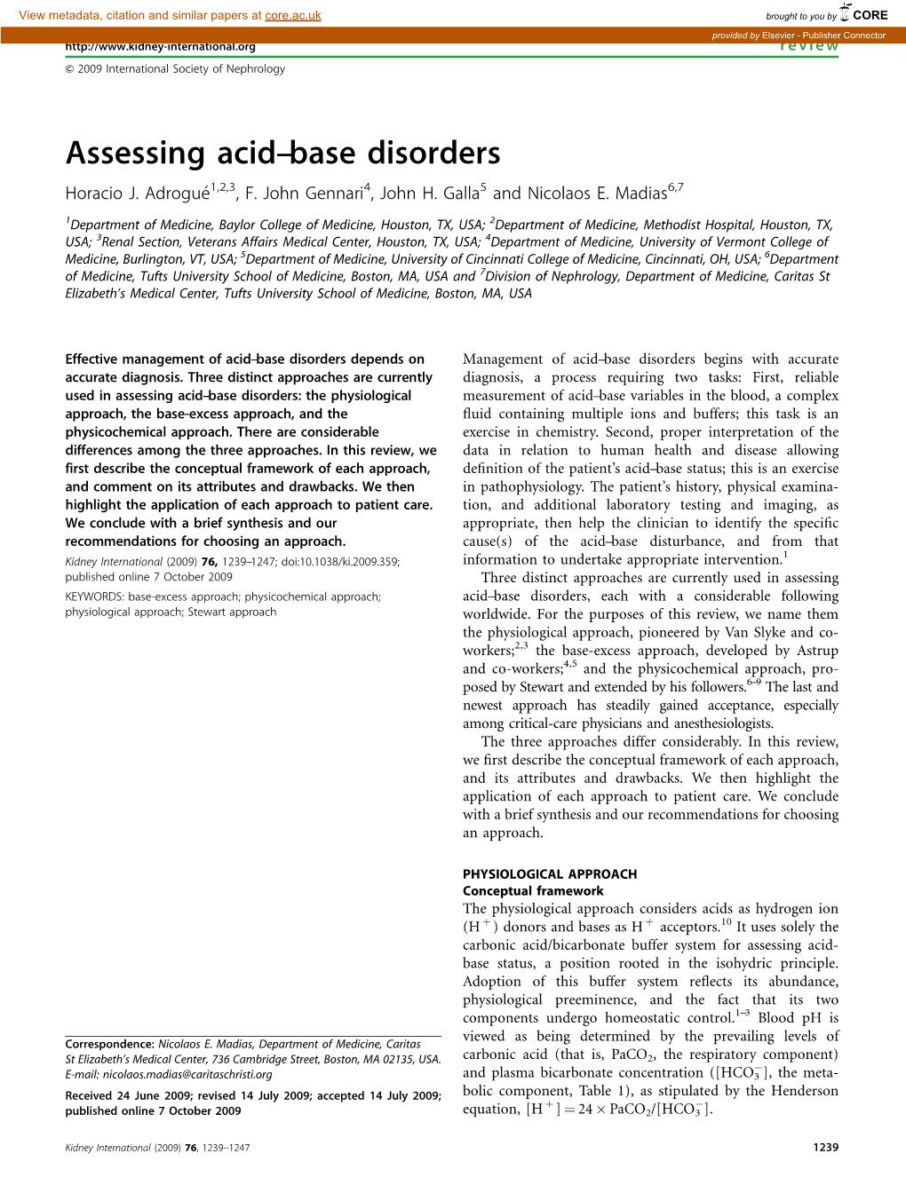 Assessing Acid–Base Disorders Horacio J