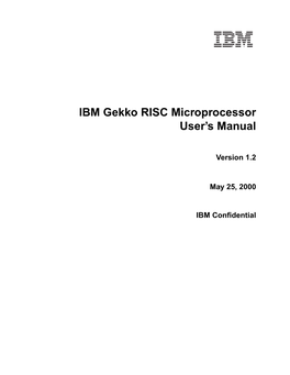 IBM Gekko RISC Microprocessor User's Manual