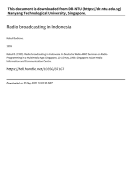 Radio Broadcasting in Indonesia