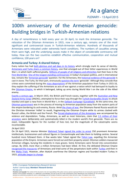 100Th Anniversary of the Armenian Genocide: Building Bridges in Turkish-Armenian Relations