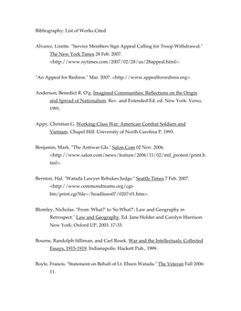 Bibliography: List of Works Cited