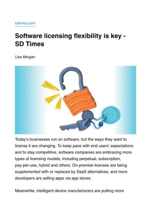 Software Licensing Flexibility Is