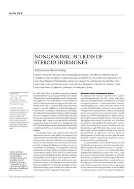 Nongenomic Actions of Steroid Hormones