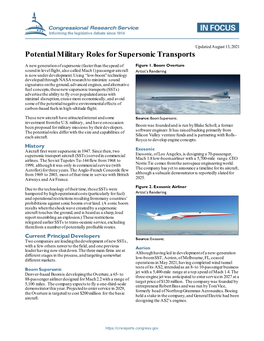 Potential Military Roles for Supersonic Transports