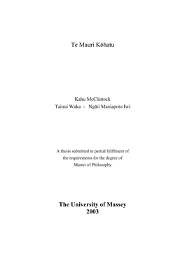 Te Mauri Kōhatu the University of Massey 2003