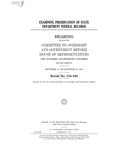 Examining Preservation of State Department Federal Records