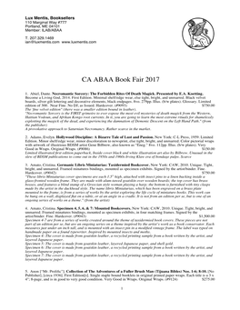 CA ABAA Book Fair 2017