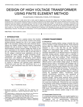 DESIGN of HIGH VOLTAGE TRANSFORMER USING FINITE ELEMENT METHOD M.Leela Nivashini, K.Madhumitha, S.Sindhu, Dr.R.V.Maheswari