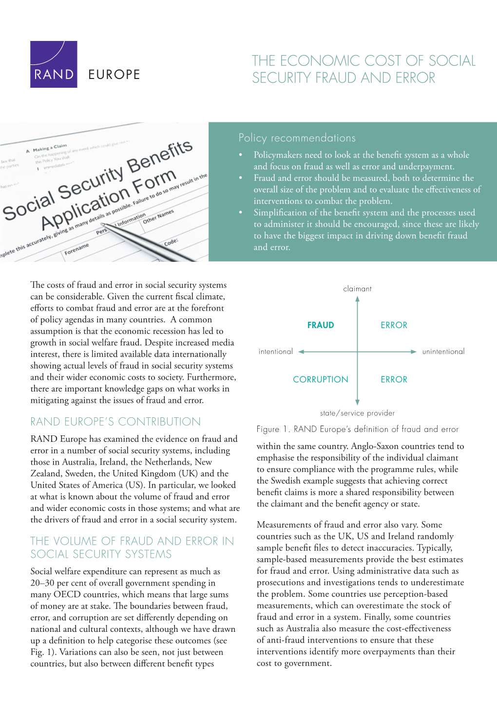 The Economic Cost of Social Security Fraud and Error