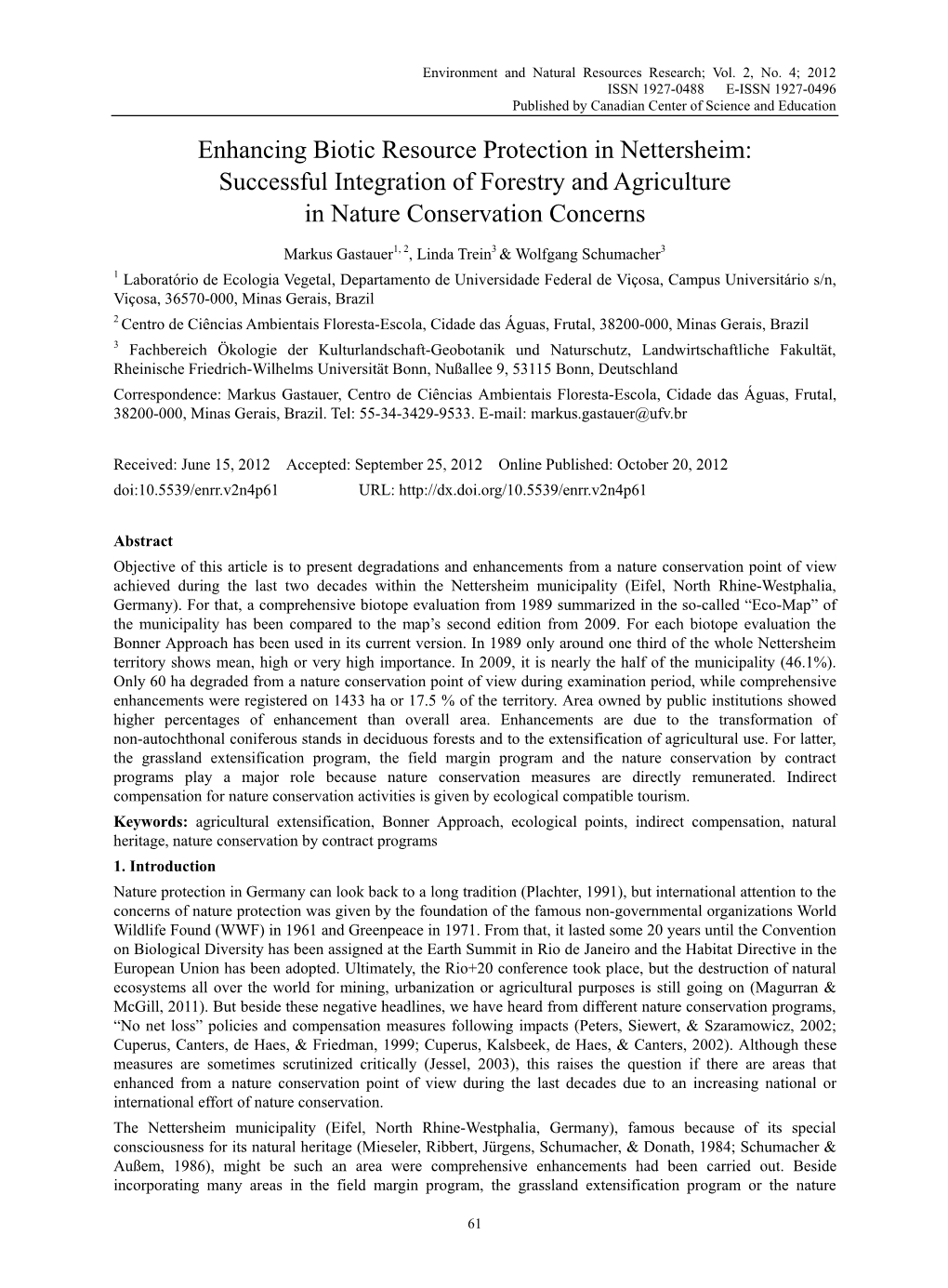 Enhancing Biotic Resource Protection in Nettersheim: Successful Integration of Forestry and Agriculture in Nature Conservation Concerns