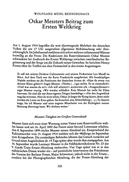 Oskar Messters Beitrag Zum Ersten Weltkrieg