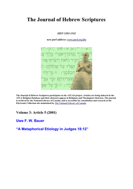 A Metaphorical Etiology in Judges 18:12”