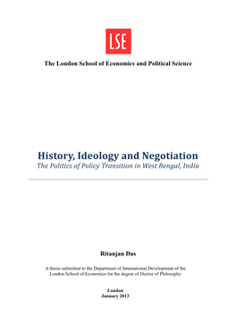 History, Ideology and Negotiation the Politics of Policy Transition in West Bengal, India