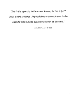 2021 Board Meeting. Any Revisions Or Amendments to The