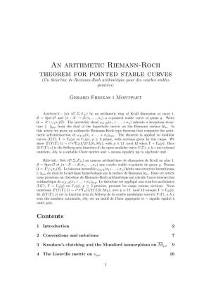 An Arithmetic Riemann-Roch Theorem for Pointed Stable Curves (Un Th´Eor`Emede Riemann-Roch Arithm´Etiquepour Des Courbes Stables Point´Ees)