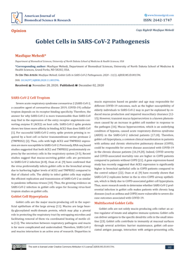 Goblet Cells in SARS-Cov-2 Pathogenesis