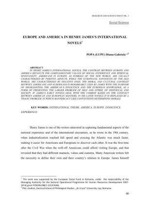 Social Science EUROPE and AMERICA in HENRY JAMES's